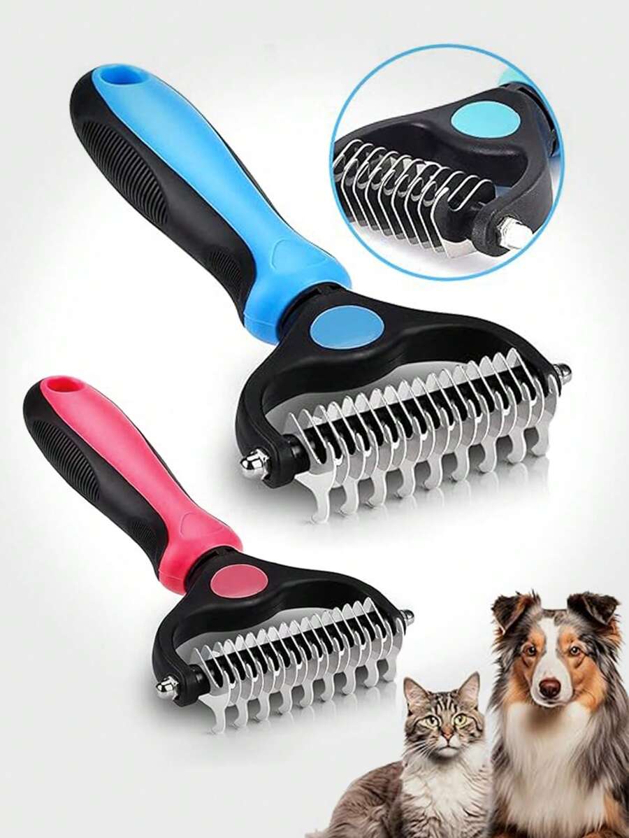 Outils de toilettage pour animaux de compagnie - Râteau à double face pour chats et chiens - Peigne anti-nœuds pour un démêlage facile - Fini les poils volants et désagréables - Grande taille