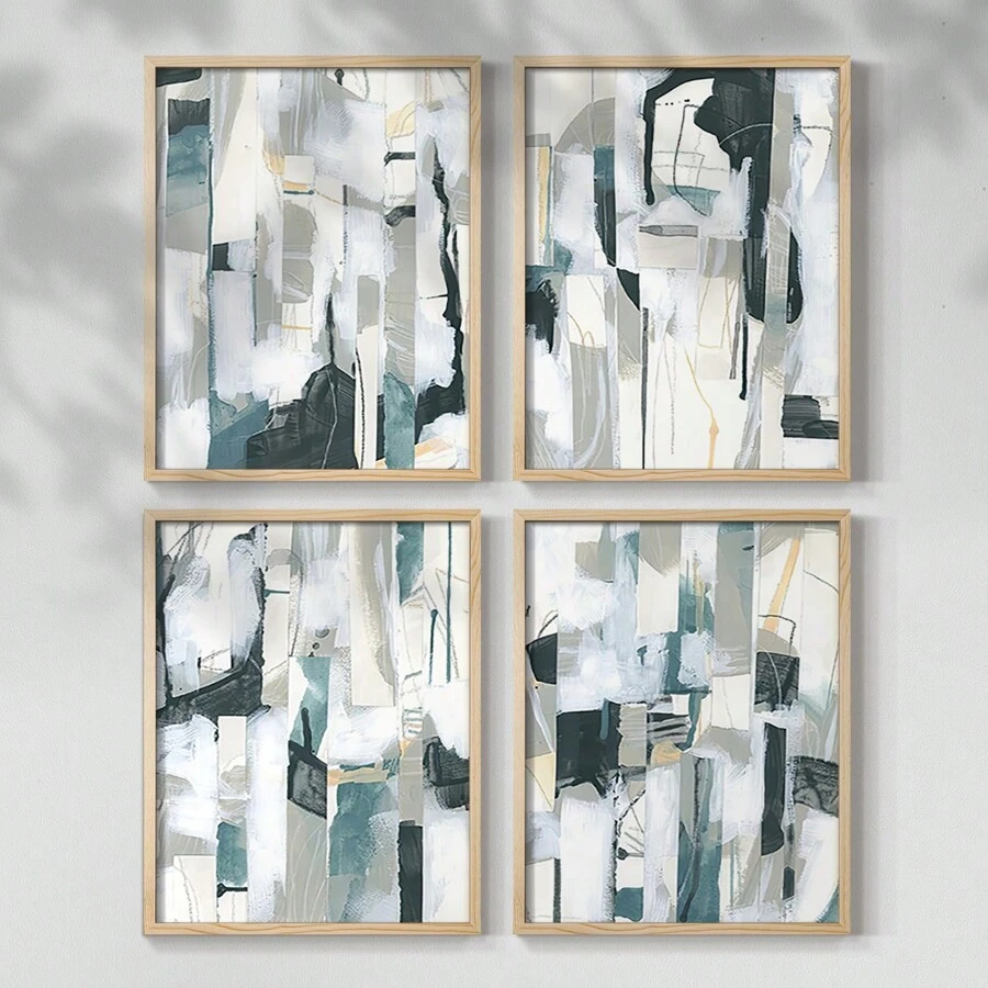 FRAMED Wall Art - -Sea Cavern Strata I Framed Print - Set Of 4-Comes Framed And Ready To Hang