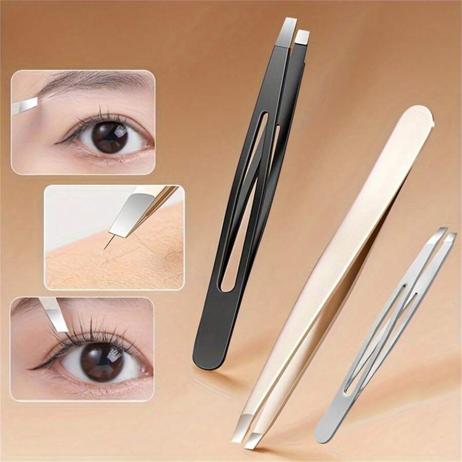 Golden/Black/Silvery 1-Piece High Precision Eyebrow Tweezers Eyebrow Plucking Beard Artifacts False Eyelash Tweezers Men's Special Set Diagonal Hair Plucking Pliers