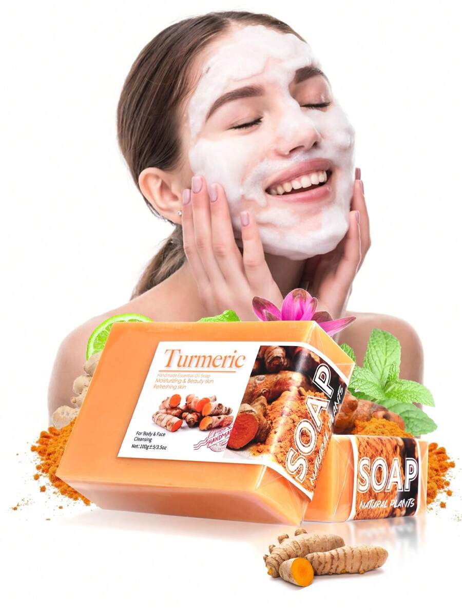 Jabón de cúrcuma para cara y Body, limpieza profunda, iluminación, hidratación, control de aceite y refrescante