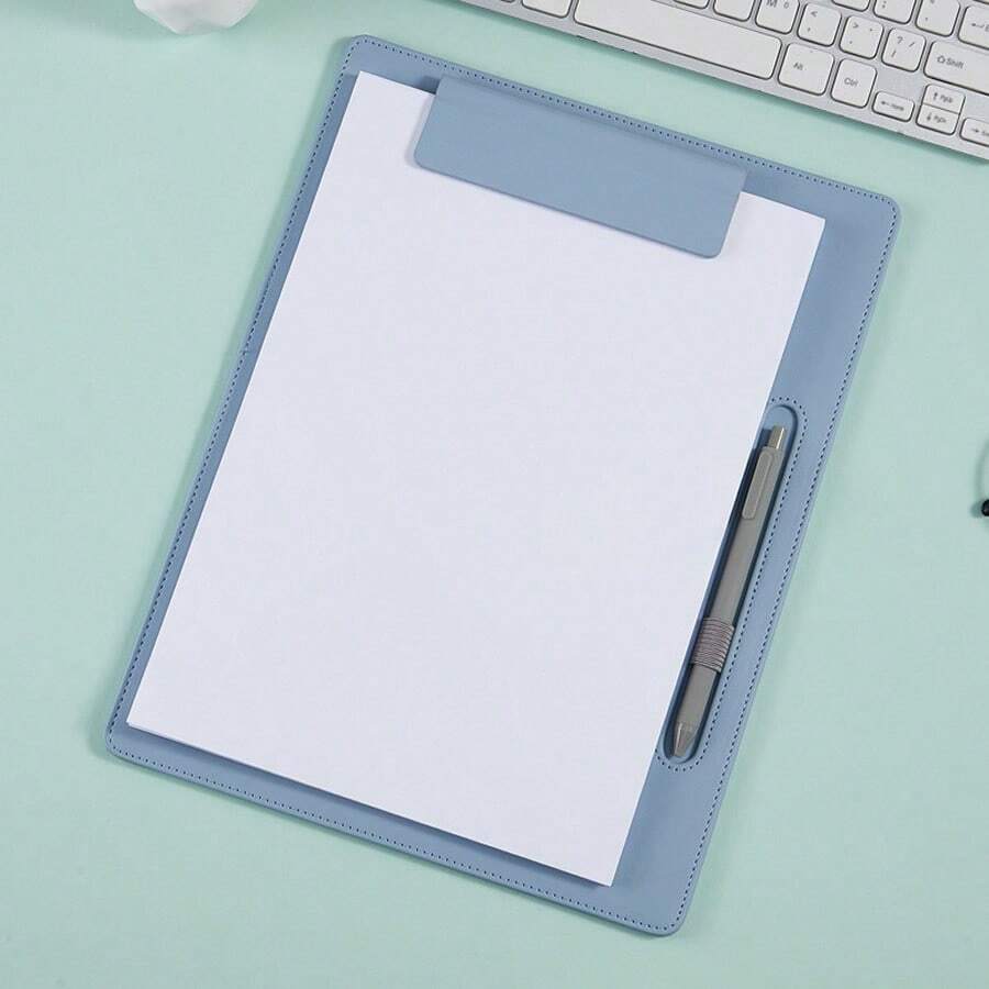 A4 Leather File Folder With Writing Board, PU Clipboard, Office Supply Document Holder,Back To School,School Supplies