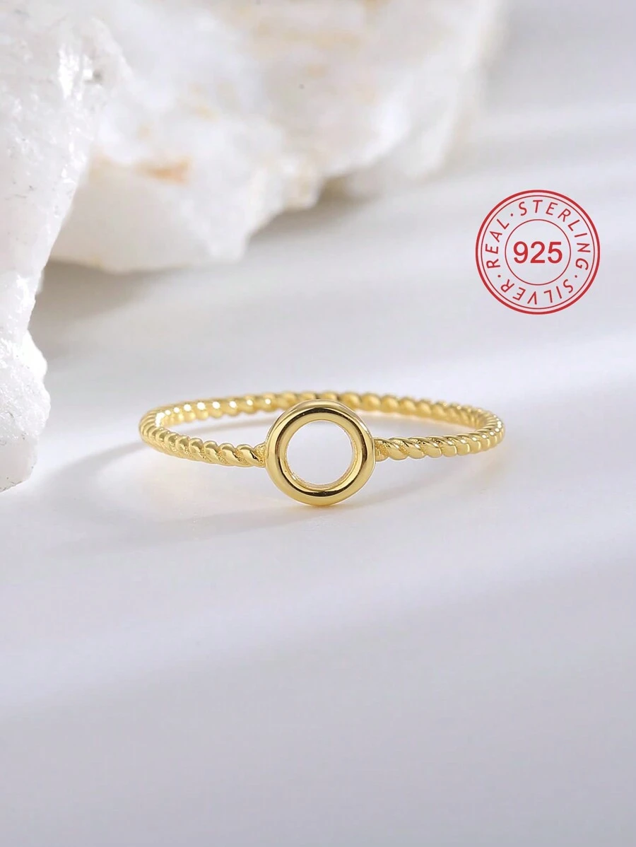 Artepollo 1 pièce Bague tressée à motif circulaire en argent 925 à faible allergène, emballée dans une boîte cadeau, convient comme cadeau de fête/anniversaire pour les adolescents et les amis