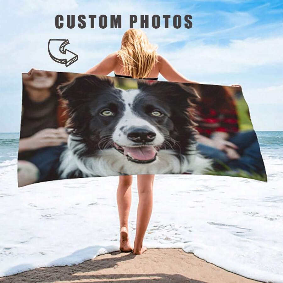 Personalized Picture Collage Beach Towel, Custom Towel - Photo Towel - Photo Collage Towel - Custom Beach Towel ,Family Holiday Beach Towel