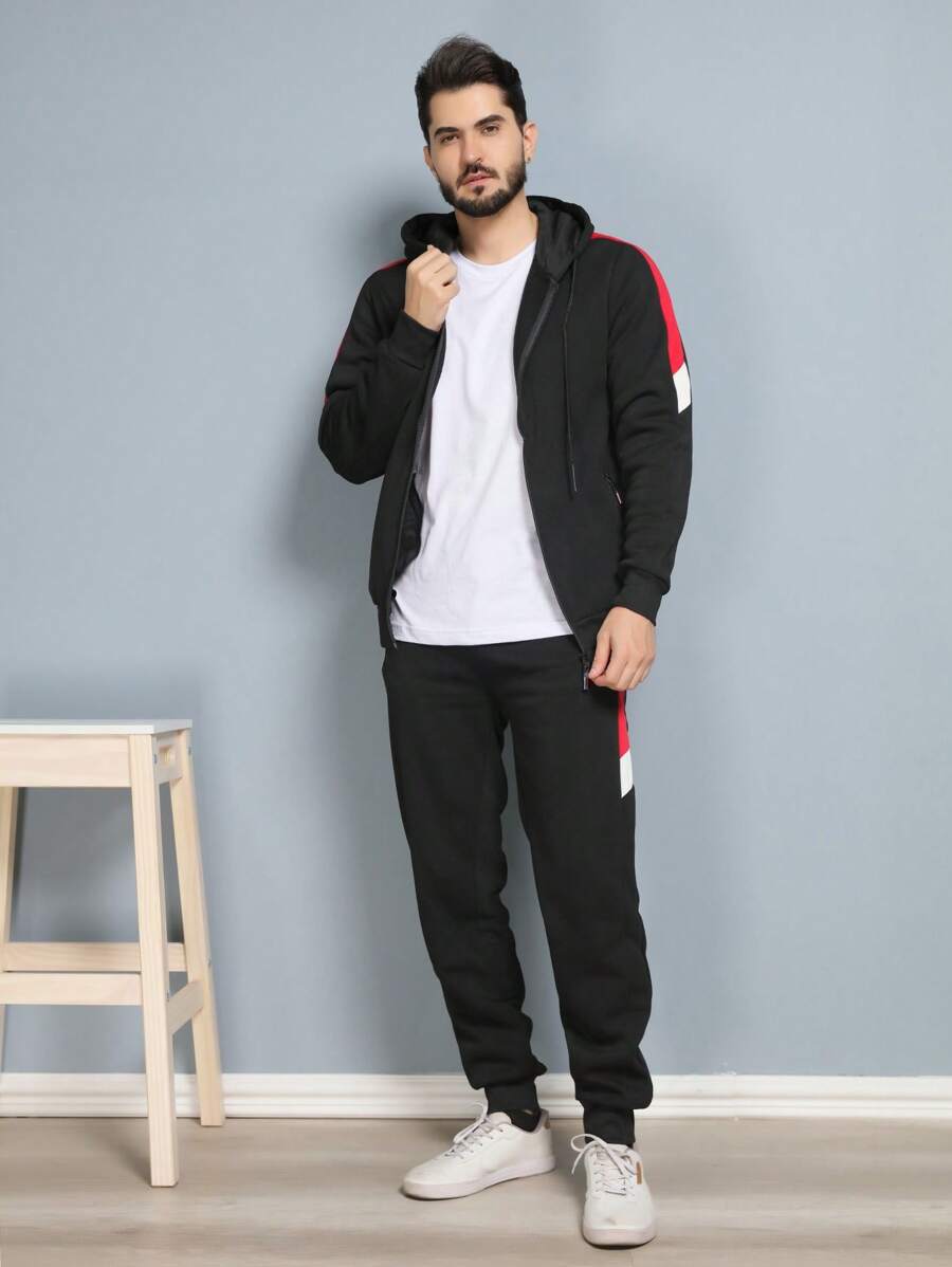 Conjunto Calça Moletom mais Moletom Com Zíper E Capuz E bolso canguru