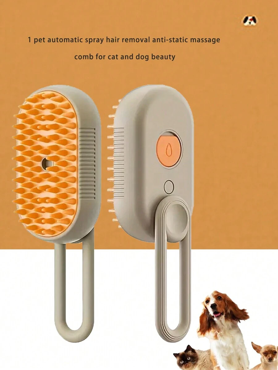 1pc Pet Automatic Spraying Shedding, Anti-Static & Massage Comb, For Cats And Dogs Grooming