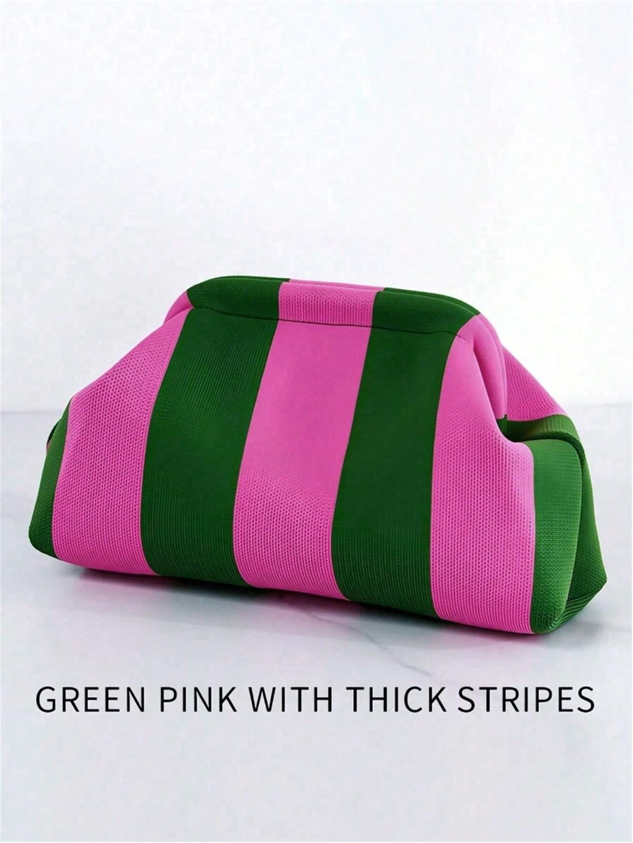 CALINNL Women's Cloud Pattern Striped Clutch Bag, Large Capacity Handbag For Daily Work, Makeup, Casual & Evening Events