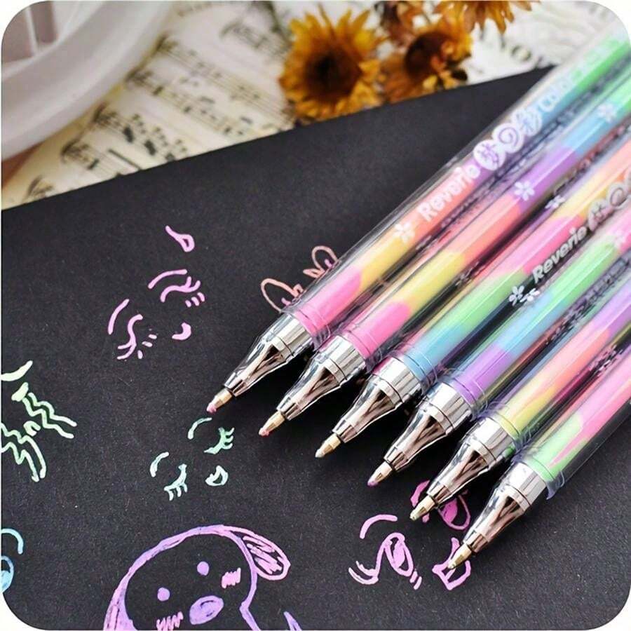 3pcs Random Rainbow Pens, Creative DIY Handmade Album Graffiti Pens School Supplies, Back To School