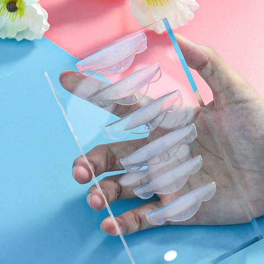 12 PIEZAS Varillas y almohadillas de silicona transparentes para levantar y rizar las pestañas