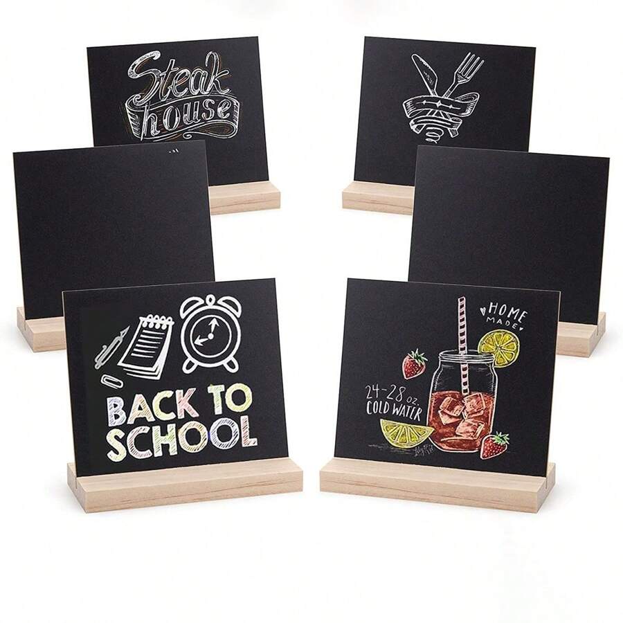 1pc~5pcs China Factory Customized Mini Message Chalkboard Signs Black Board For Family Friends ChildWooden Crafts Small Blackboard Ornaments Message Writing Vertical Display Board Desktop Ornaments Home Decor Back To School Room Decor School Supplies