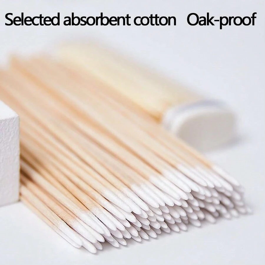 100pcs/200pcs/500pcs/1000pcs Disposable Pointed Cleaning Swabs For Microblading, Toothpicks, Wooden Sticks, Single-Head Cleaning Swabs For Eye Makeup, Beauty