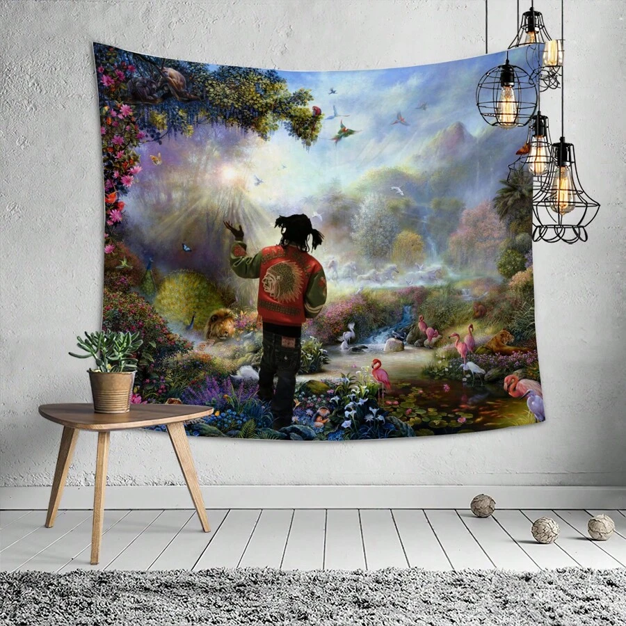 Arazzo decorativo da parete per camera da letto, a tema rapper, arazzo spirituale con motivo a loto, tappetino da spiaggia, decorazione per dorm universitario e casa