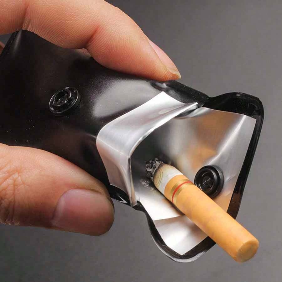 1 pièce Cendrier portable en aluminium EVA, cendrier compact de haute qualité pour l'extérieur, sac de collecte tendance et cool pour mégots de cigarette, convient pour les cendres, les mégots de cigarette, les sacs poubelle, petit et mignon, garde la ville propre, disponible en noir, blanc et bleu, cadeau pour les amis, garçons, Saint-Valentin, cœur, femmes, Saint-Valentin