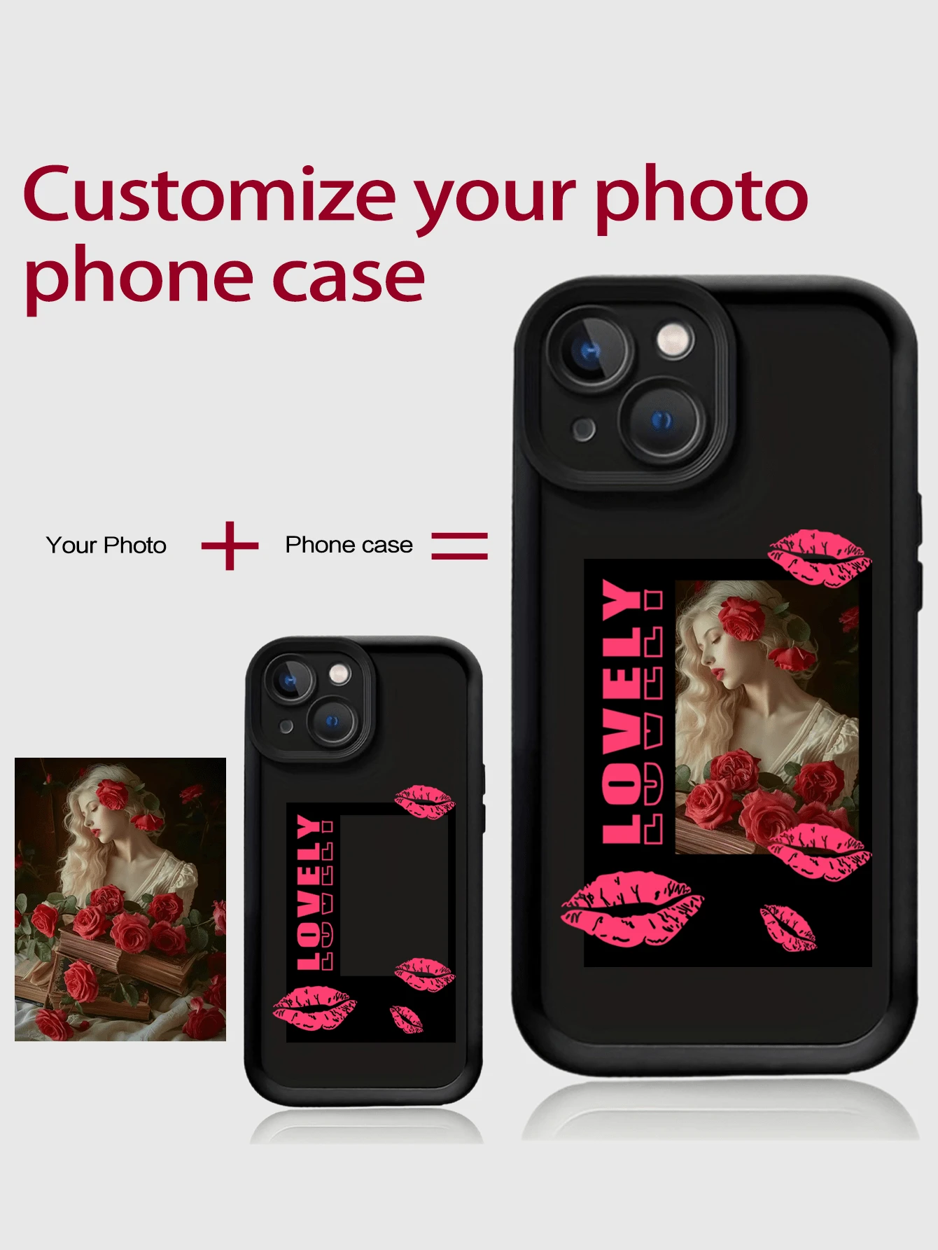 1pc Customized Printed Lip Pattern Full Coverage Silicone Lens Protection Phone Case Compatible With IPhone 16, 15, 14, 13, 12, 11 Pro Max