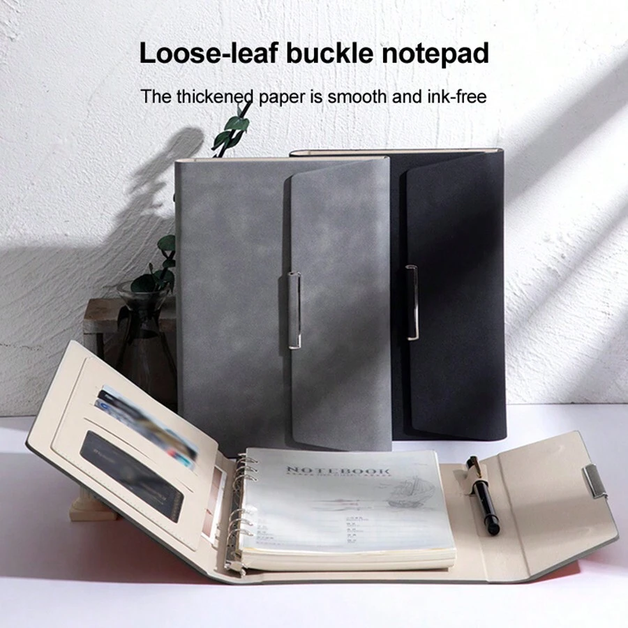 Elegante quaderno in pelle trifold - a spirale, con pagine rimovibili, perfetto per riunioni di lavoro e diari personali, alla moda per il ritorno a scuola