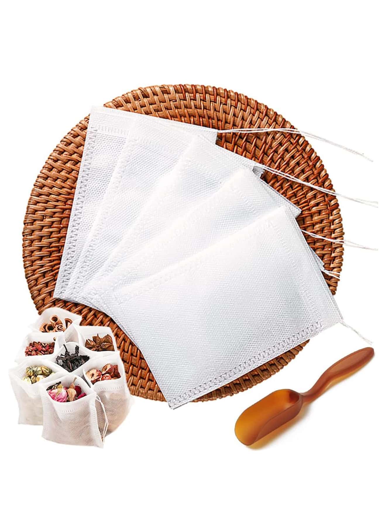 Tea Filter Bag, Safe Natural Material, Empty Tea Bag For Loose Leaf Tea, Loose Tea Bag With Drawstring, Natural Tea Filter Bag Empty Tea Bag With Drawstring Suitable For Leaf Tea, Coffee, Spices, Herbs,50 (White) Back To School