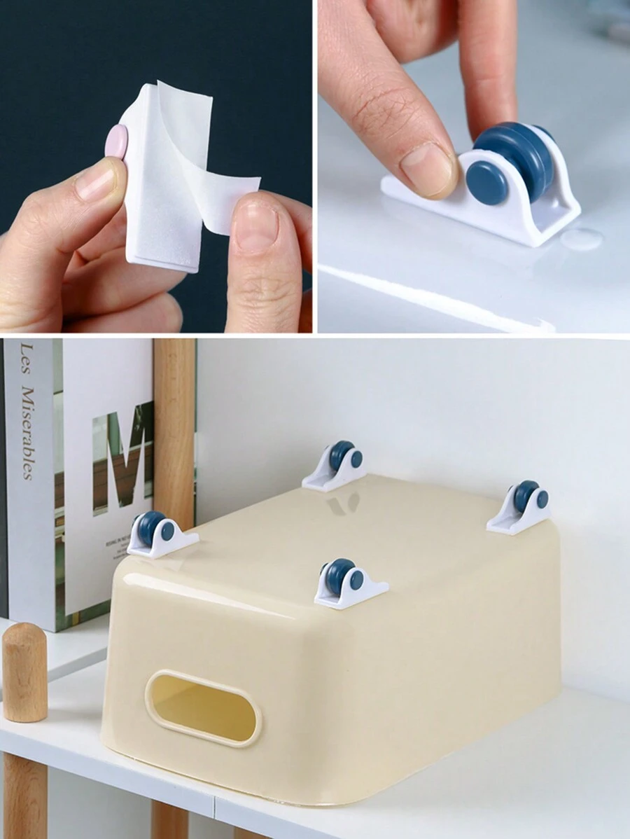 Storage Box Accessories With Adhesive Wheels, Rolling Garbage Bin Wheels, Organizer Box With Wheels