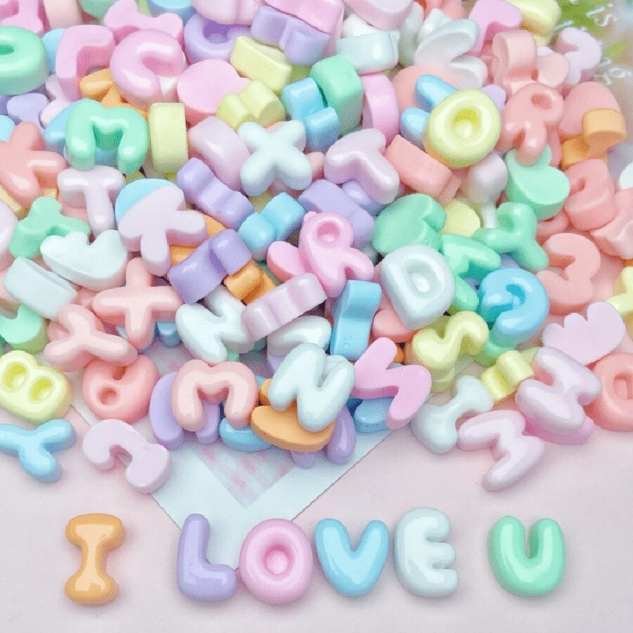10/30/50pcs Mixed Multi-Color Resin Alphabet Letters, Flat Bottom, Mini ABCD English Style, For DIY Jewelry Making, Earrings, Phone Cases, Hair Accessories, Keychains, Charms Decoration