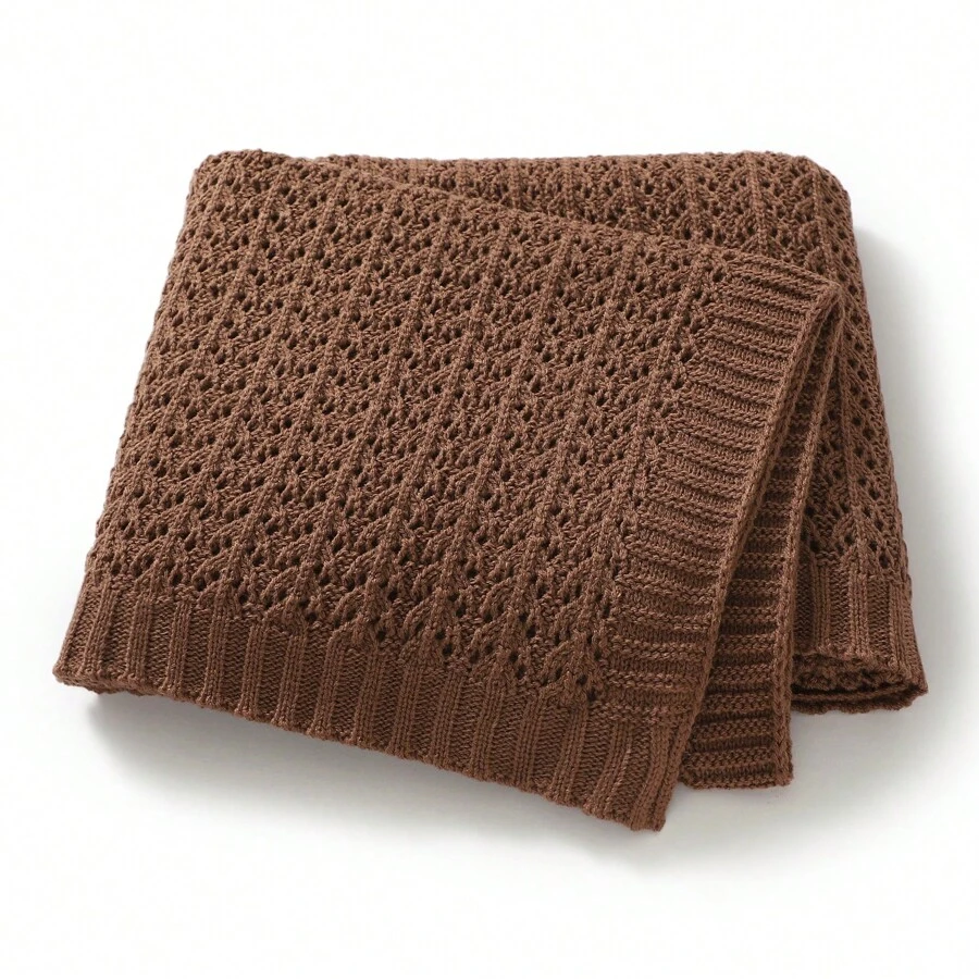 1pc Solid Color Knitted Baby Blanket, Multi-Functional Infant Stroller Blanket And Swaddling Blanket Love Valentine