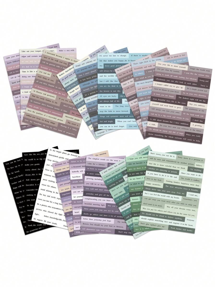 6 Sheets Per Pack English Stickers Paper Handbook Planner Writing Literature Book Diy Material Decorative Scrapbooking Or Journaling Vintage Scrapbook Stickers Phrase Word Stickers For Scrapbooking Junk Journal Supplies Planners DIY,School Supplies,Back To School