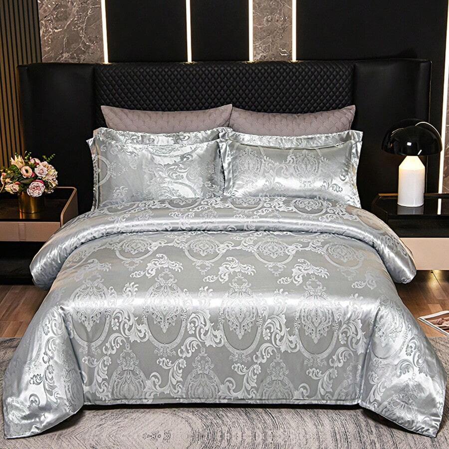 1 pezzo Copripiumino in raso jacquard, stile regale di lusso per tutte le stagioni, dimensioni singole o doppie adatte per l'uso domestico