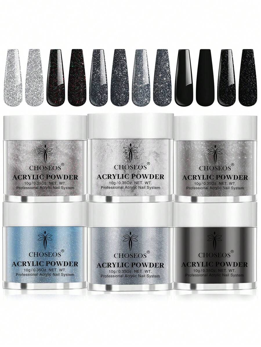 CHOSEOS 6 Colors Acrylic Powder Kit, Create Salon-Quality Nails At Home, Perfect Choice For Beginners And Professionals