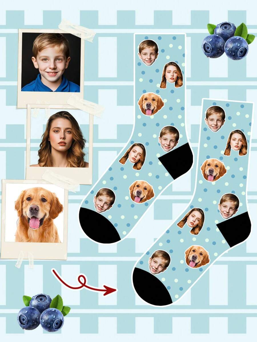 Calcetines personalizados hasta la pantorrilla para mujer, set de 2 piezas, poner cualquier cara en los calcetines, texto personalizado y fotografía impresa en calcetines divertidos de pareja con animales lindos/gatos/perros, ideal para el Día de San Valentín, cumpleaños y otras ocasiones, colorido, lindo, adorable, contratado, divertido, personalizado, único, personalizado, regalo ideal para él, regalo ideal para ella, novio, novia, familia, amigos, abuelos