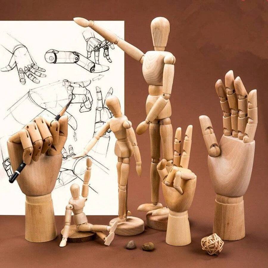 1 pezzo Manichino di legno, manichino articolato in legno con giunture mobili, modello di personaggio, per pittura su manichino, per decorazione da scrivania, decorazione domestica, produzione artistica, Festa della Mamma, regalo per mamma, Ritorno a scuola, Forniture scolastiche