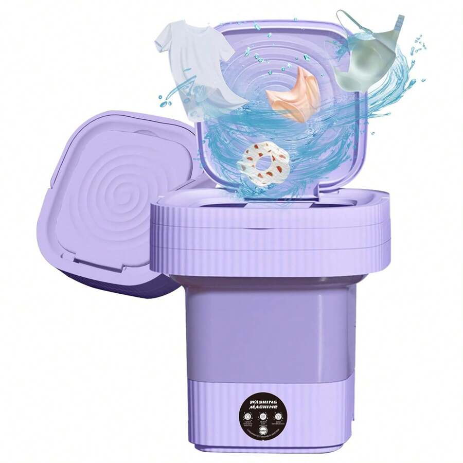1pc 9L Lavadora Portátil, Mini Lavadora Plegable de con Tubo de Agua Lavadora de Limpieza Profunda y Centrifugado en Seco para Quickly Wash & Dehydrate Underwear,Dormitorio, Camping, RV Lavandería de Viaje