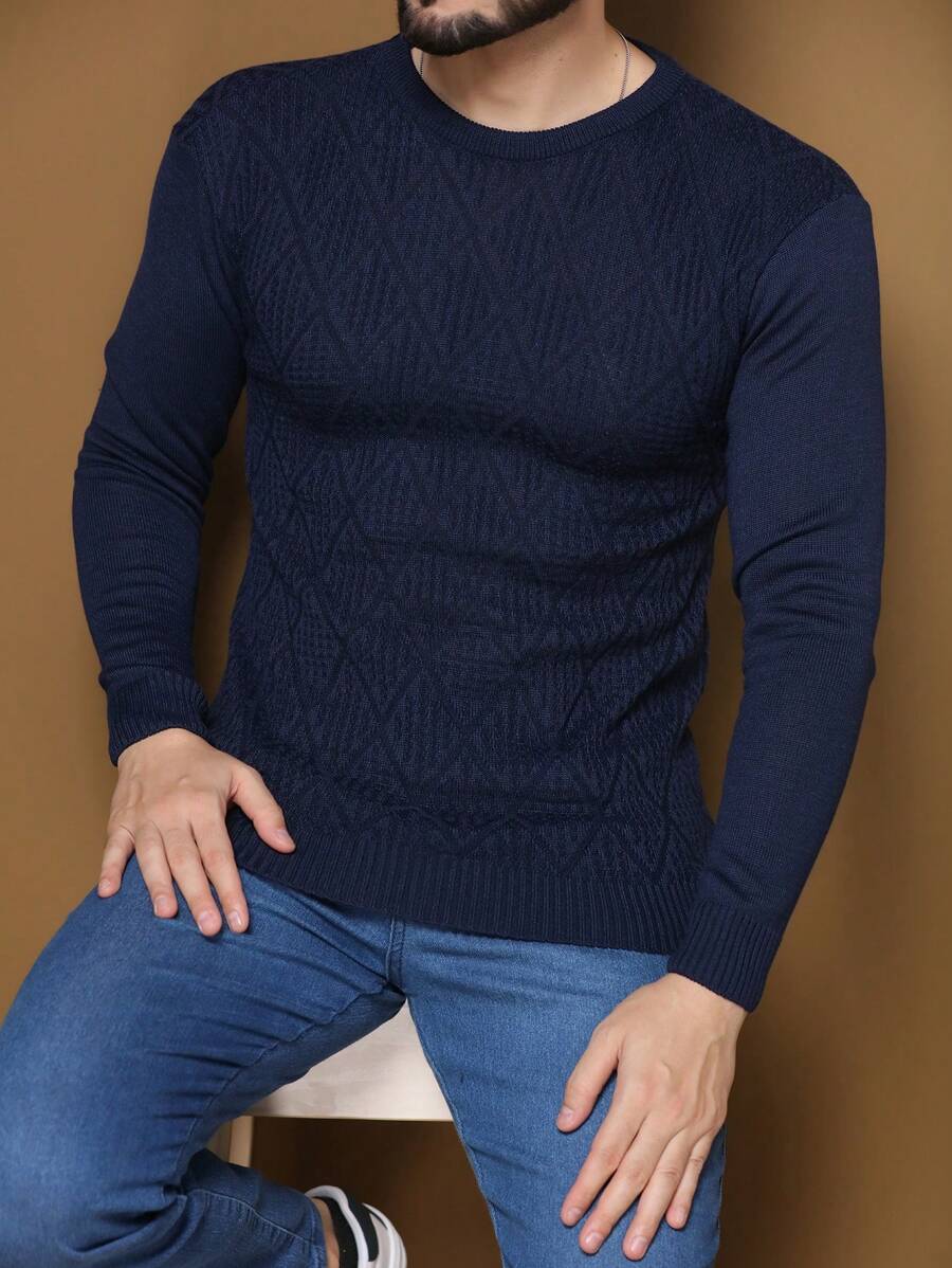 Blusa de Frio Suéter Tricô Masculino Xadrez Basica Estilo Lisa Importado Inverno