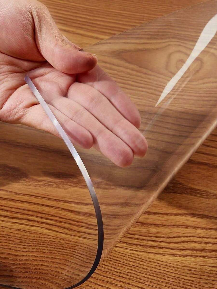 1pc Thickened PVC Transparent Tablecloth Cover Protector Waterproof Oil-Proof Scratch-Resistant Heat Resistant Tablecloth, Suitable For Home Hotel Dining Table Cover Decoration Computer Mat
