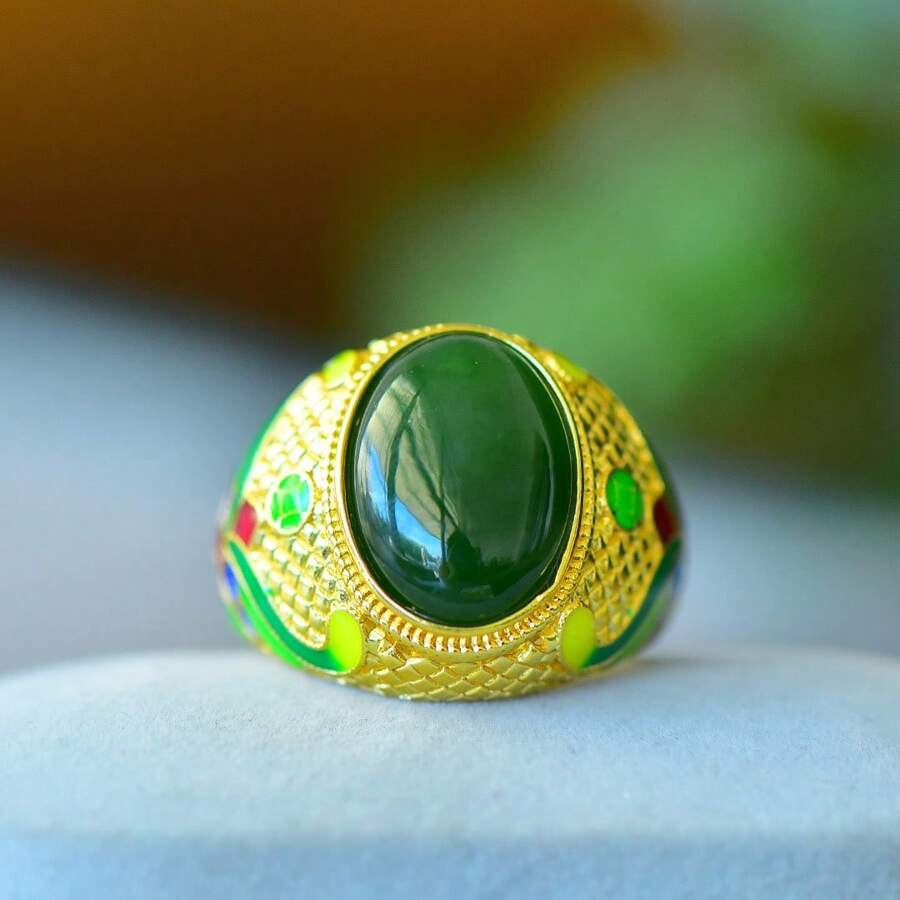 Anéis de Jaspe Canadense Natural, Anéis de Jade com Banho de Ouro, Anéis de Diamante, Anéis de Tamanho Ajustável, Anéis de Pedras Preciosas Feitos à Mão Para Homem e Mulher, Anéis Personalizados, Anéis Energéticos, Anéis de Aniversário, Anéis de Noivado, Presentes Para Ela
