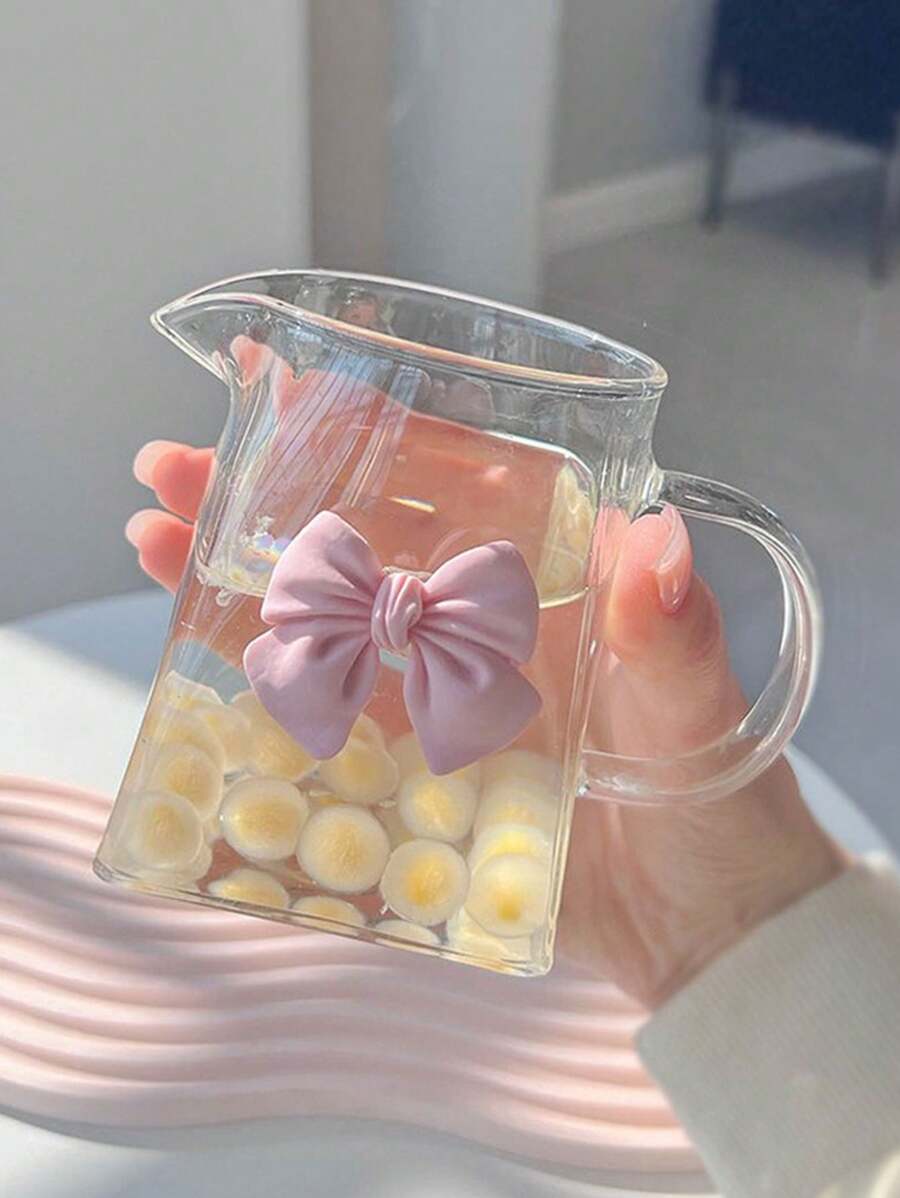 1pc Stylish Square Glass Cup, High Borosilicate Heatproof Water Mug With Handle, Tea Sharing Pot, Juice & Coffee Cup