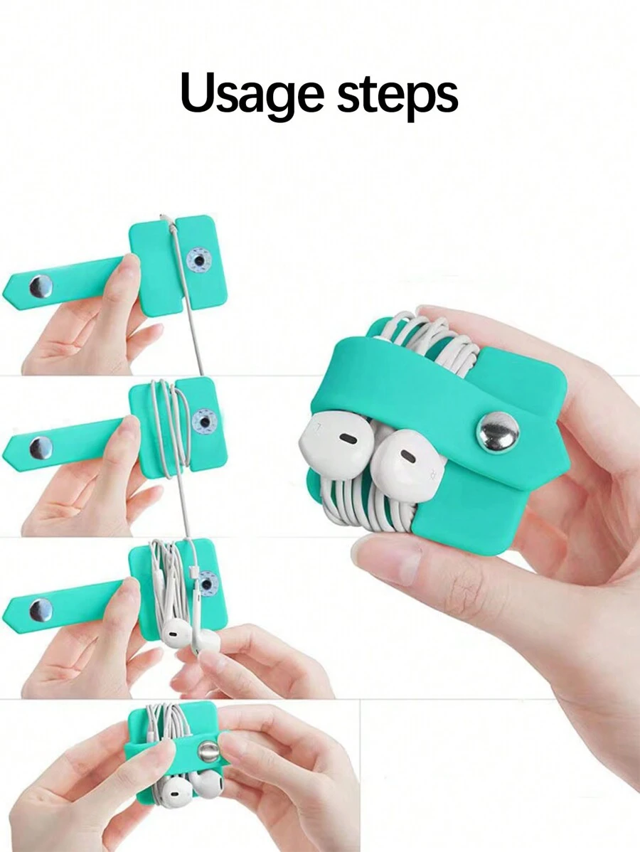 1 pieza/2 piezas Organizador de cable de auriculares de silicona, apto para auriculares con cable y cables de datos