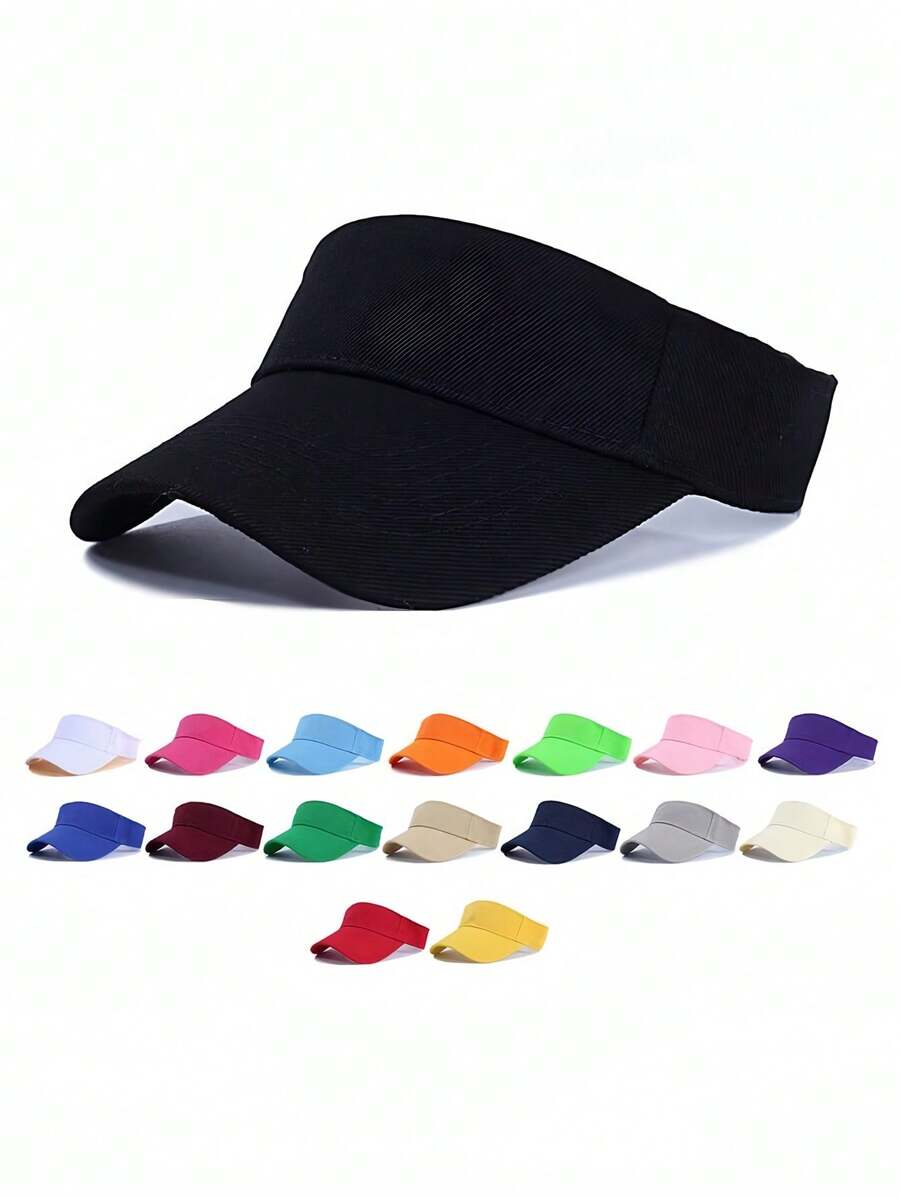 Solid Color Plain Sun Hat For Girls, Sunscreen Sun Shade Cap For Boys, Sports Visor Cap For Summer Running