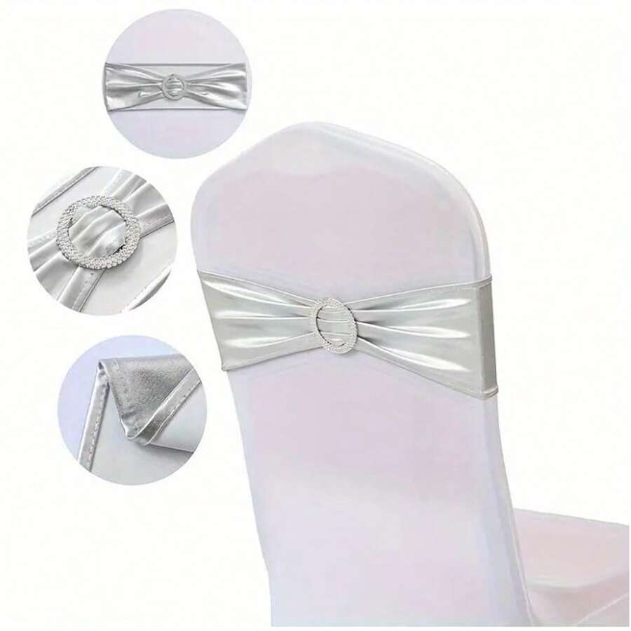 5pcs, Nordic Style Hotel Wedding Banquet Decoration Chair Cover, Chair Back Cover, Chair Ribbon Bow, Chair Back Buckle Universal Elastic Chair Tie, Wedding, Banquet, Hotel Home Decoration