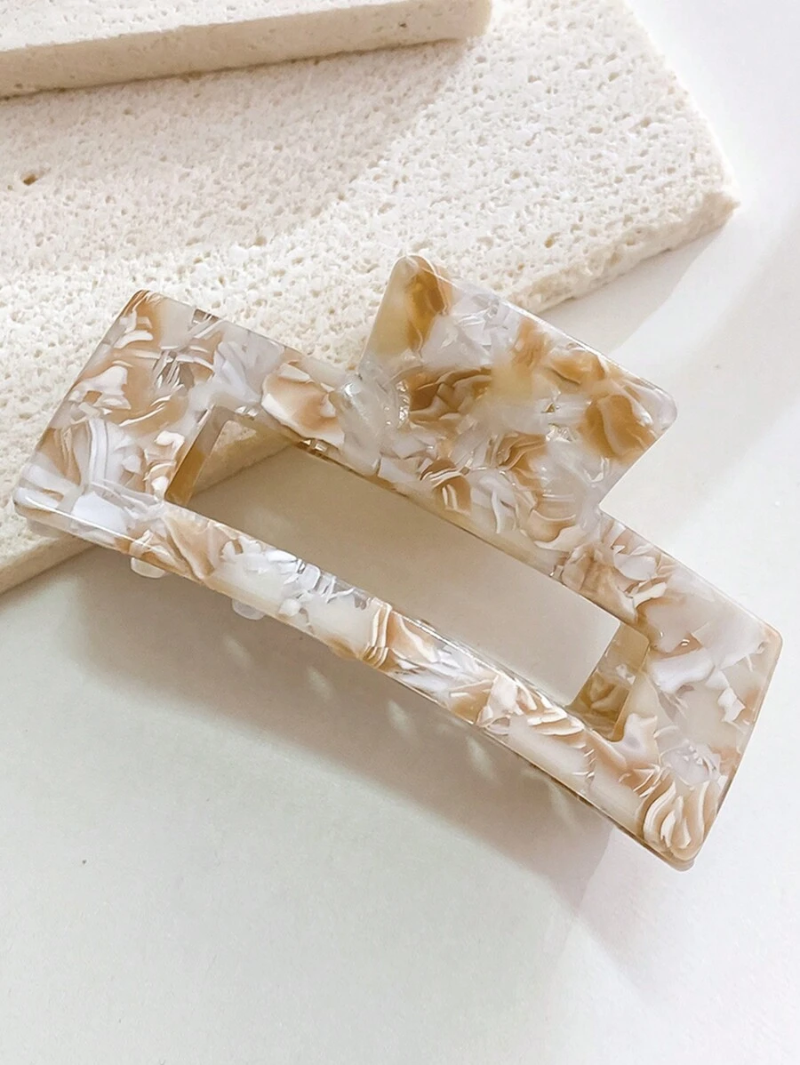 1pc Women's Light-Colored Acetic Acid Square Shaped Medium Size Simple Style Hair Claw Suitable For Daily Wear,Dopamine Claw Clips Hair Clips Hair Jaw Clip Hair Clamps Hair Clutch Hair Catcher Clip