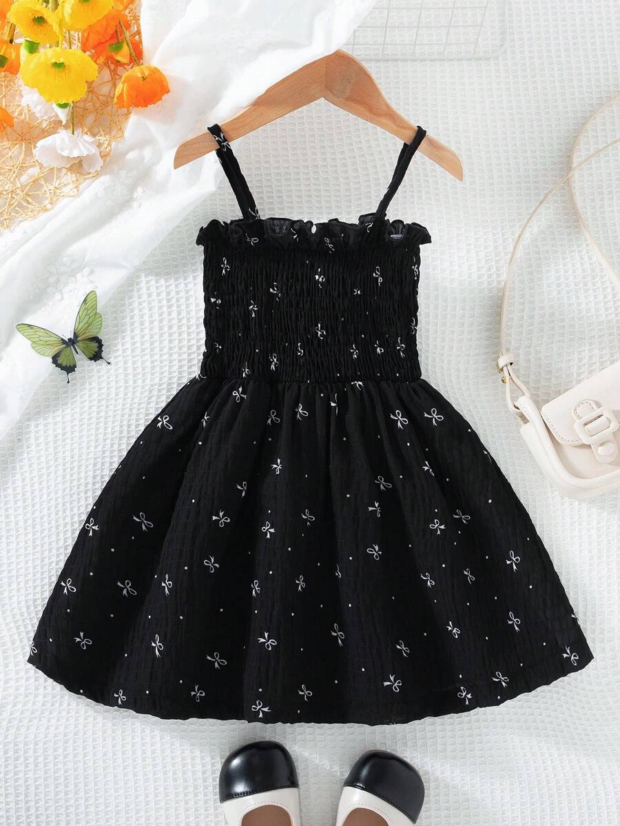 BASUSARRI Young Girl Bowknot Decor Slip Dress, Cool & Breezy For Outdoor, Beach, Vacation In Summer