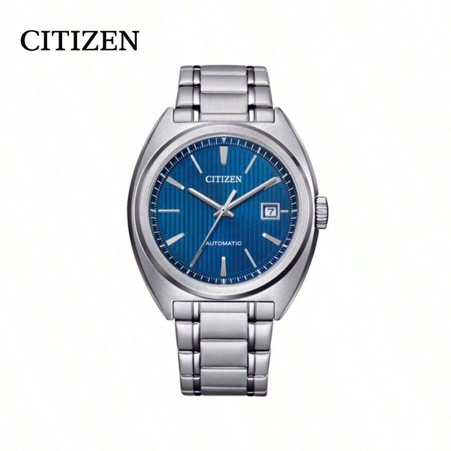CITIZEN Men's Navy Blue Dial Vintage Style Stainless Steel Watch NJ0100-71L