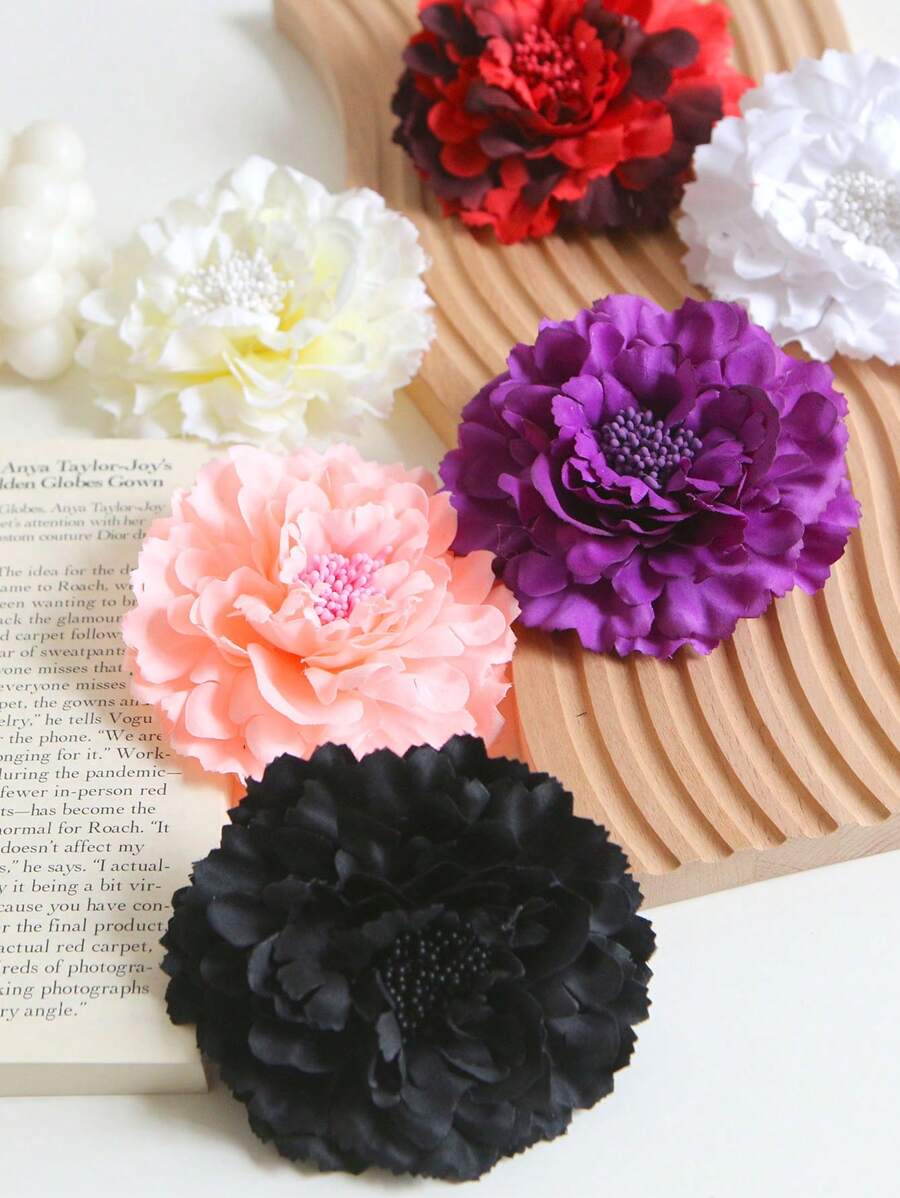 1PC Women's Spring/Summer Multi Functional Peony Head Flower Side Clip Dance Accessories Bohemian Simulated Flower Hair Clip Suitable For Vacation Photography