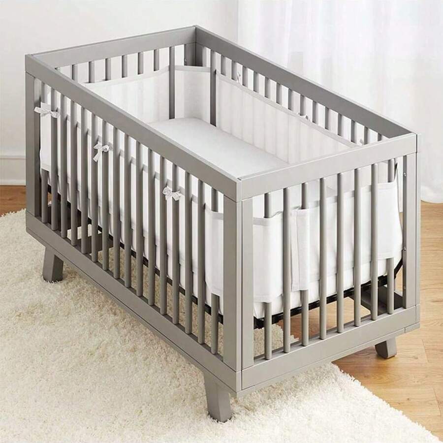 2pcs Solid Color Baby Cot Mattress, Breathable Mesh Baby Cot Bumper For 4-Sidesbaby Shower Family Decorations Gifts