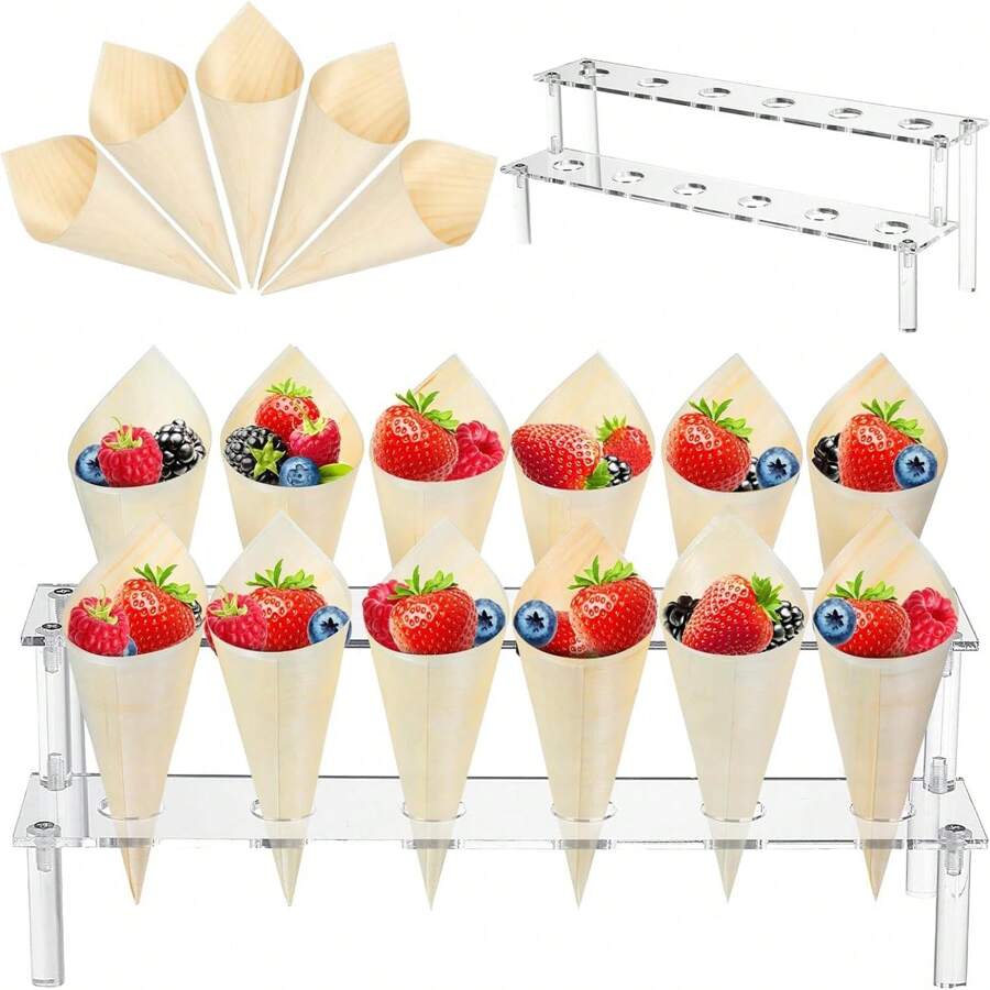 Soporte de cono de helado de acrílico transparente de 12 orificios, soporte para exhibir palomitas de maíz, soporte para pastel, decoraciones para pastel, soporte para magdalenas, decoración para pastel, soporte para pastel, decoración de boda, suministros para fiesta de boda, decoraciones de boda, accesorios de boda, soporte para pastel de boda