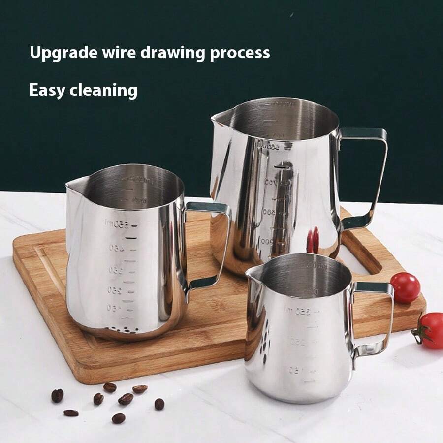 Tasse à fleurs en acier inoxydable avec bec pointu, pot à fleurs avec échelle, tasse à mousse de lait, tasse à fondre la cire, ustensile à café en forme de fleur