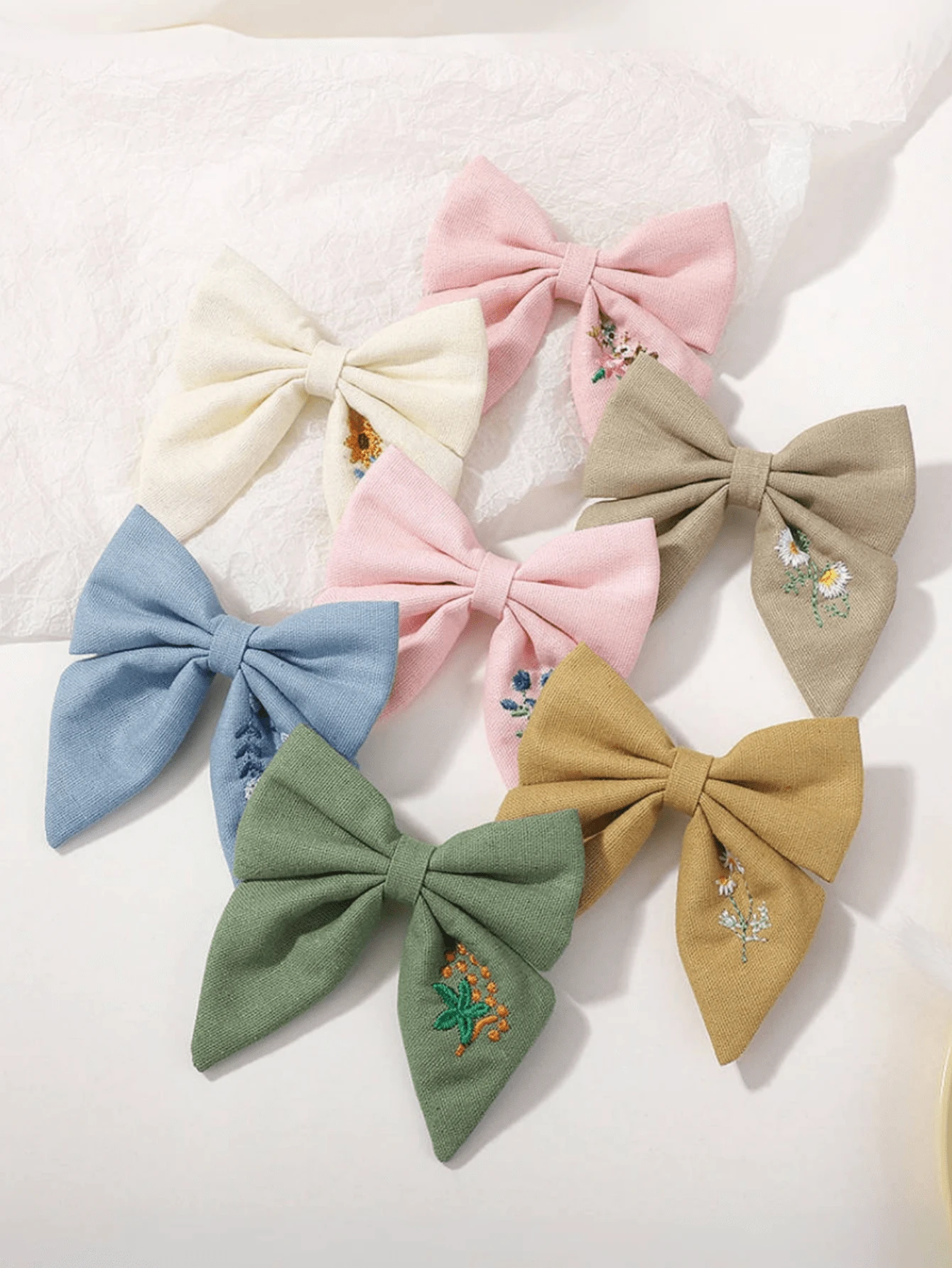 1-3 piezas Nuevos clips para el cabello con bordado floral y lazo para niños, adecuados para uso diario casual, festivales y vacaciones