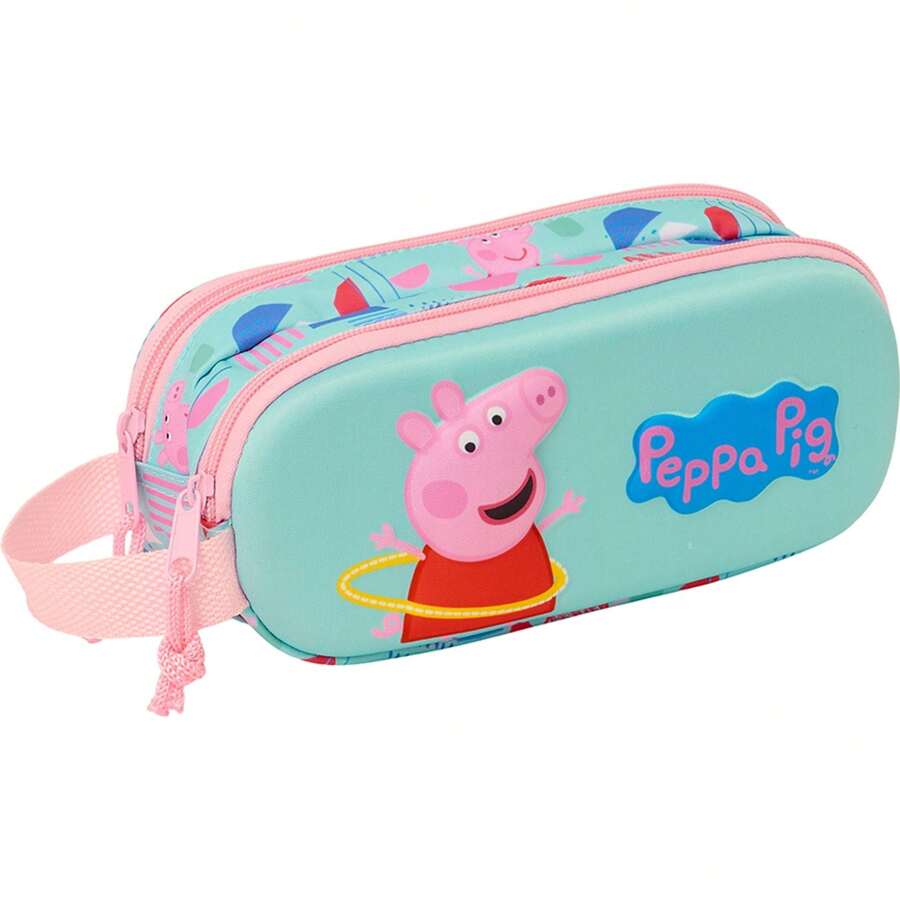 Peppa Pig | Astuccio doppio in 3D - Astuccio ufficiale con licenza - Design compatto - Ideale per scuola e ufficio - Materiale resistente - Chiusura sicura