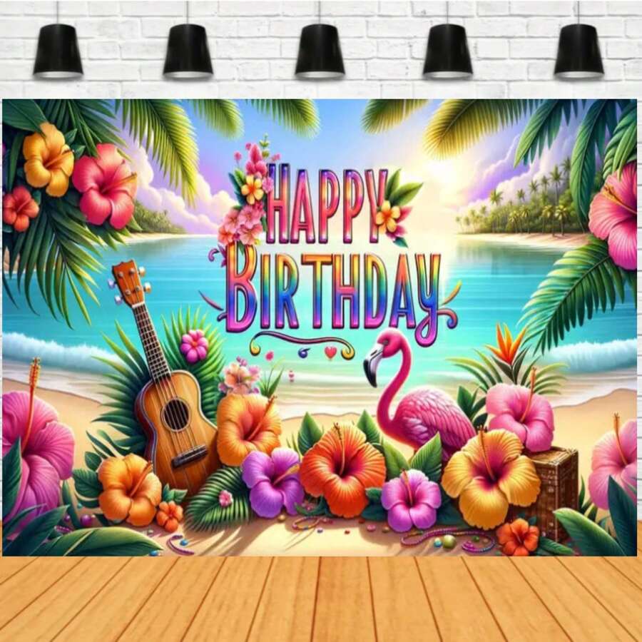 Tropical Beach Hawaiian Backdrop Seaside Ocean Surfboard Holiday Party Birthday Photography Background Banner,Christmas