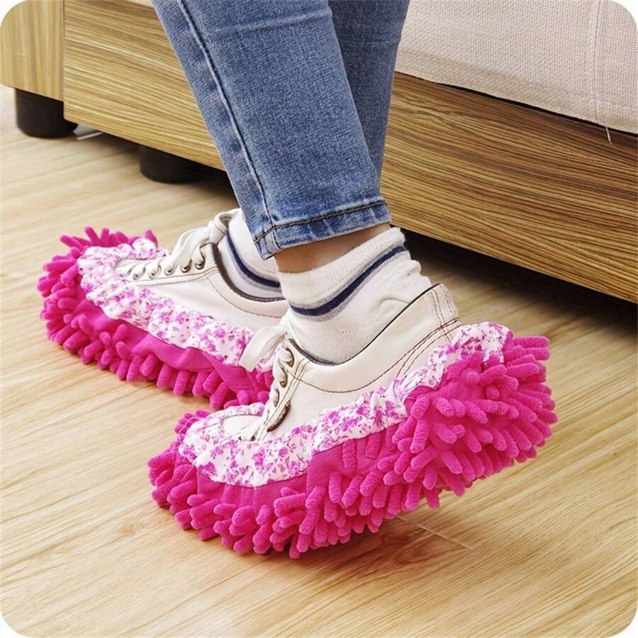 2 piezas, Zapatillas de fregona, Cubiertas de zapatos, Cubrecalzado holgado de fregona, Zapatillas de fregona extraíbles y lavables, Zapatillas de limpieza de piso de chenilla desmontables, Cubiertas de zapatos de limpieza de piso reutilizables, Suministros de limpieza, Herramienta de limpieza, Listo para la escuela