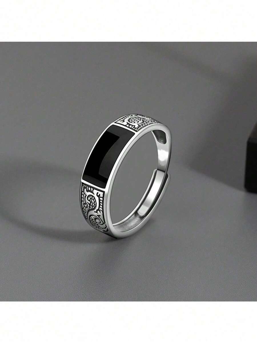 1 Stück Vintage Drachenmuster Ring, Verstellbarer Und Offener Manschettenring, Schicker Minimalistischer Stil Schwanzring, Geeignet Für Tägliches Tragen