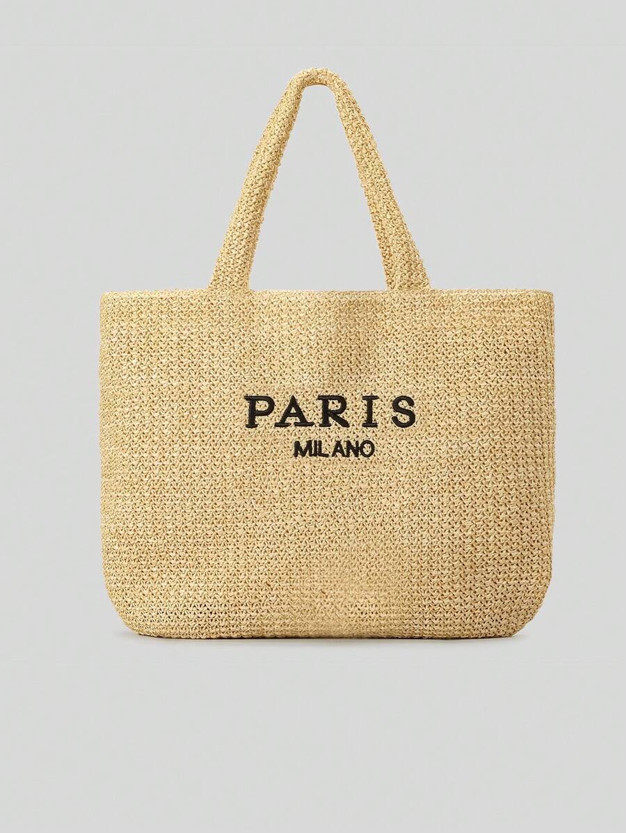 Fashion Large Capacity Straw Tote Bag Designer Letters Women Handbags Handamde Woven Summer Beach Bag Casual Bali Big Purse 2024