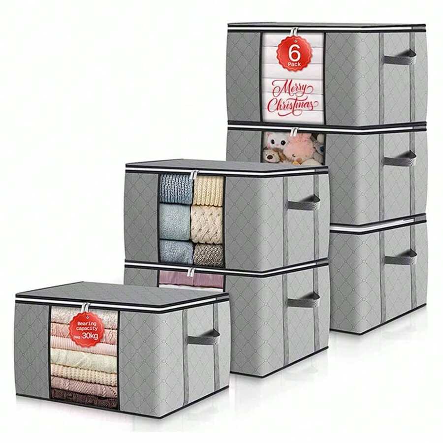1-4 Packs Clothes Storage, Foldable Thick Fabric Blanket Storage Bags, Storage Containers For Organizing Bedroom, Closet, Clothing, Comforter, Organization And Storage With Handle