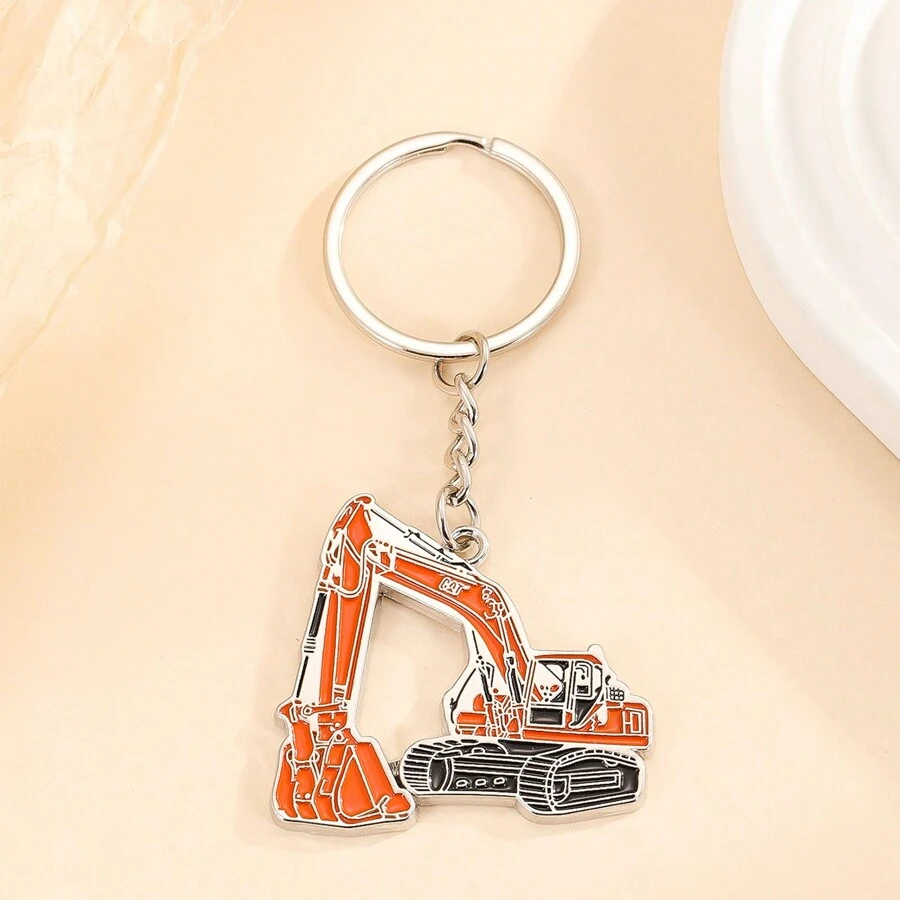 1 stuk sleutelhanger in de vorm van een graafmachine, gepersonaliseerde klassieke sleutelhanger van zinklegering voor liefhebbers van bouwmachines, miniatuursimulatie rugzak autosleuteldecoratie, geschikt voor dagelijks gebruik, auto-accessoires tasbedel
